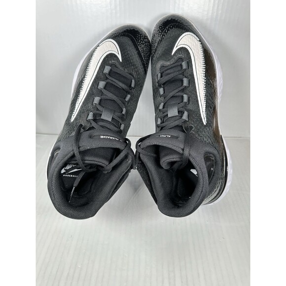 Size 14 Nike Alpha Huarache Elite 4 Mid Men's Black Baseball Cleat DJ6520-001 - Picture 6 of 8